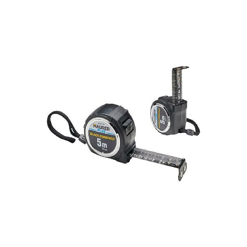 foto del prodotto flessometro maurer plus '''black-compact''' nero 5mt 25mm - cf. in blister