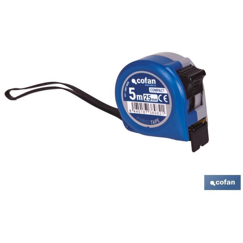 foto del prodotto flessometro standard con pulsante di bloccaggio e copertura antiurto 5m x 25mm realizzato in abs e metallo