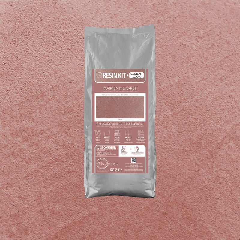 foto del prodotto fleur kit resina cemento in polvere per pavimenti pareti piastrelle formato 2 kg colore amelie