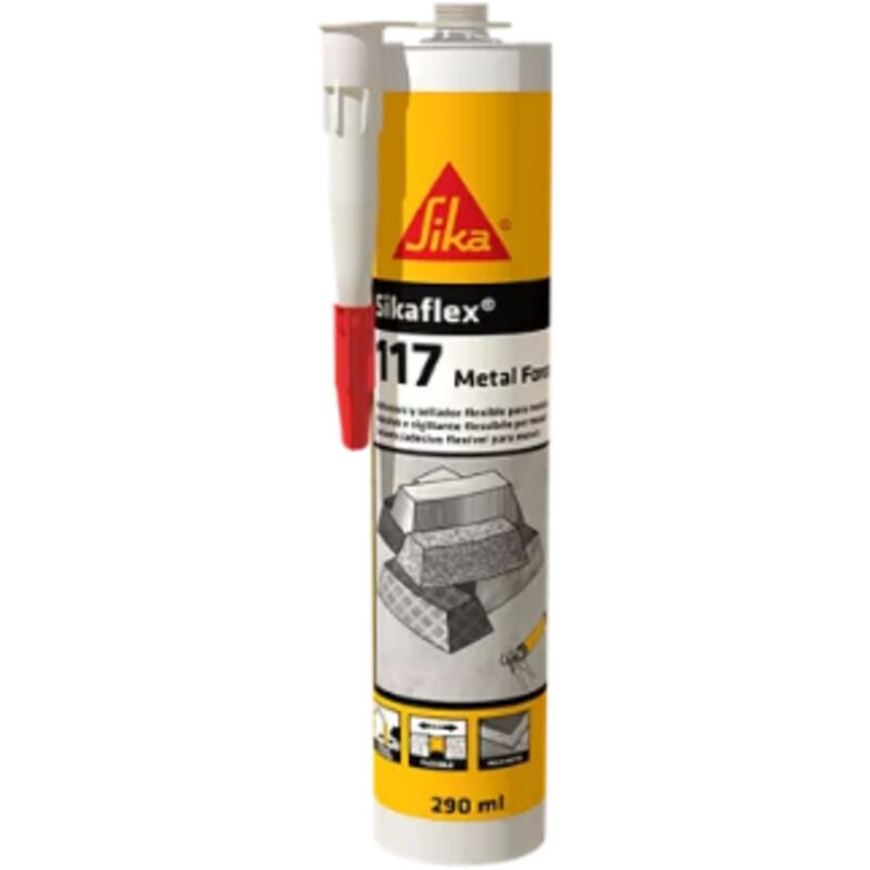 foto del prodotto flex 117 metal force, grigio chiaro adesivo elastico per l incollaggio di elementi metallici buona lavorabilit cartuccia da 290ml sika