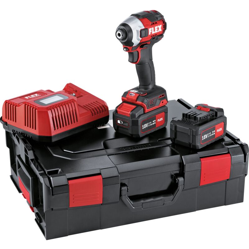 foto del prodotto flex avvitatore a impulsi a batteria id 1 4 18.0 ec hd 5.0 set, 2x 5.0 ah e caricatore in l boxx 136