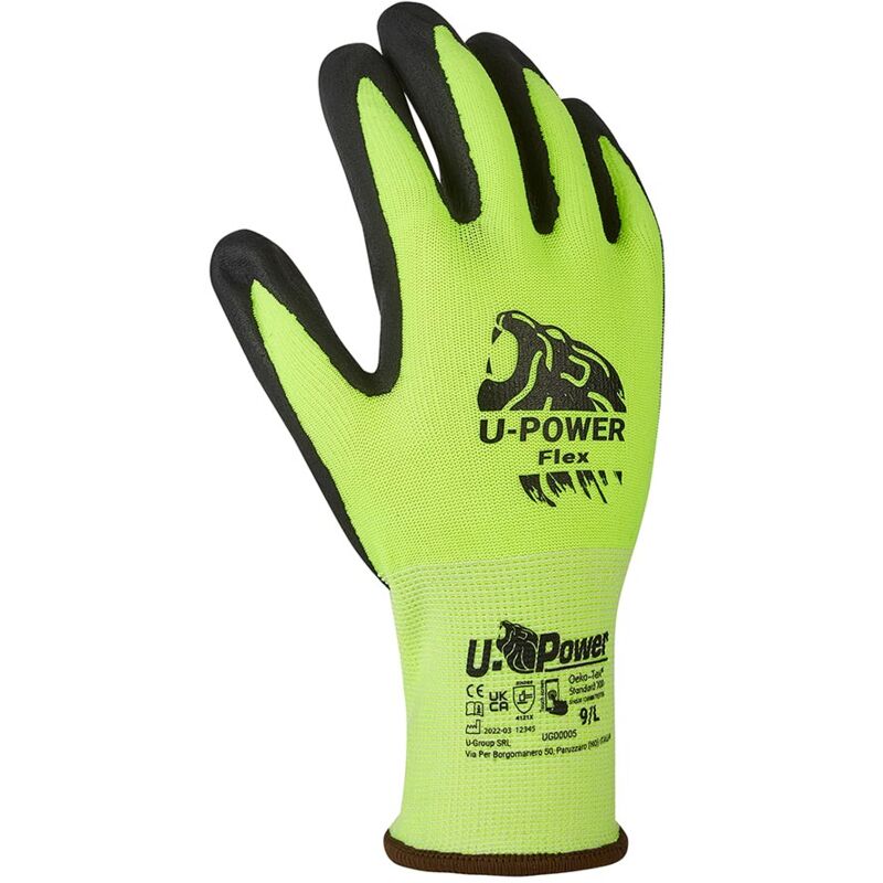 foto del prodotto flex guanti lavoro antinfortunistica nylon touchscreen verde 10 xl u power