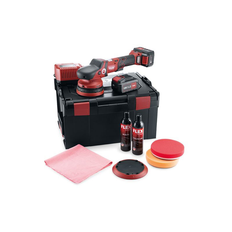 foto del prodotto flex lucidatrice eccentrica 18v xfe 15 150 18.0 ec 5.0 p set c 2 batterie caricabatterie in scatola 461237