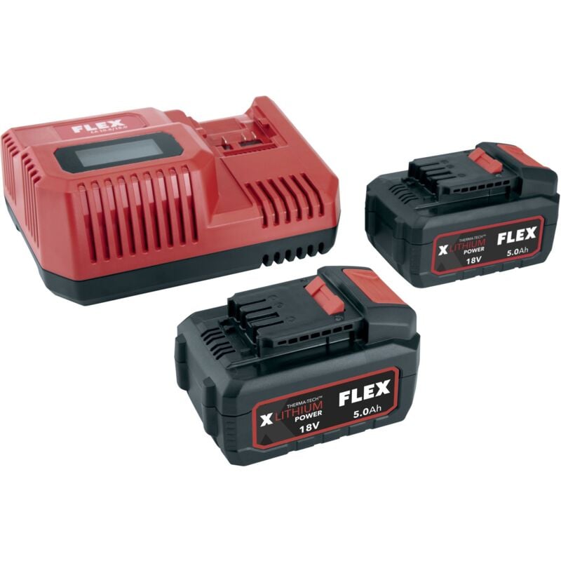 foto del prodotto flex tools set di avviamento per batterie flex p set 55 r, 2x 5,0 ah 18 v caricatore rapido