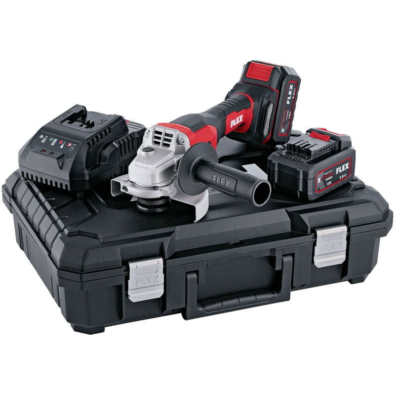 foto del prodotto flex tools smerigliatrice angolare a batteria flex l 125 18,0 ec ld 5,0 set, 2x 5,0 ah e caricabatterie in valigetta