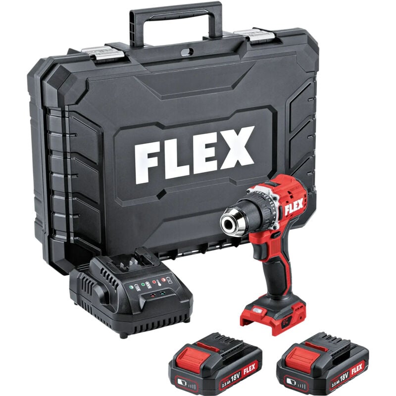 foto del prodotto flex trapano avvitatore a batteria dd 2g 18,0 ec ld 2,5 set, 2x 2,5 ah e caricabatterie in valigetta