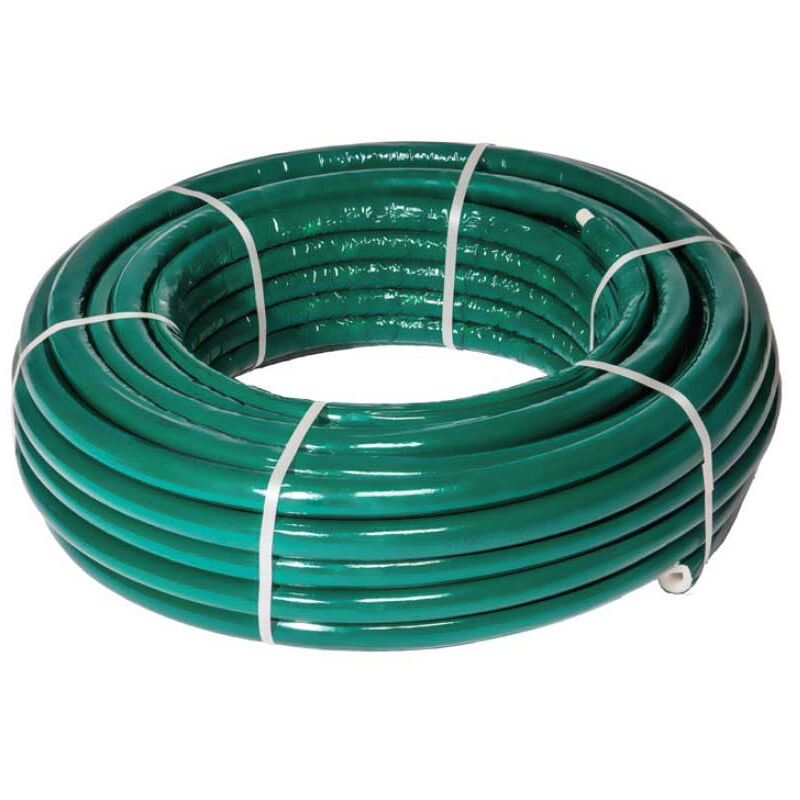 foto del prodotto flexall iso tubo multistrato pe rt ai pe rt 26x3 preisolato per condizionamento, uso sanitario e riscaldamento colore verde legge 10 91 prezzo