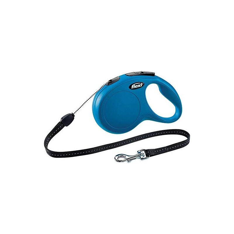 foto del prodotto flexi guinzaglio estensibile a corda new classic cord con manico ergonomico per cani blu s 8 metri