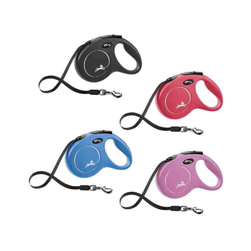 foto del prodotto flexi guinzaglio estensibile a fettuccia new classic tape con manico ergonomico per cani rosa s 5 metri