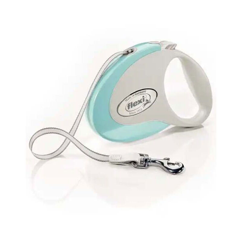 foto del prodotto flexi guinzaglio flexy style tape estensibile a fettuccia con manico ergonomico per cani bianco s 3 metri