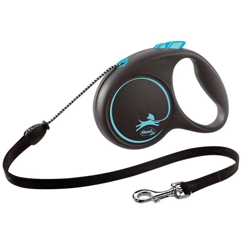 foto del prodotto flexi guinzaglio per cani black design 5 m azzurro taglia m