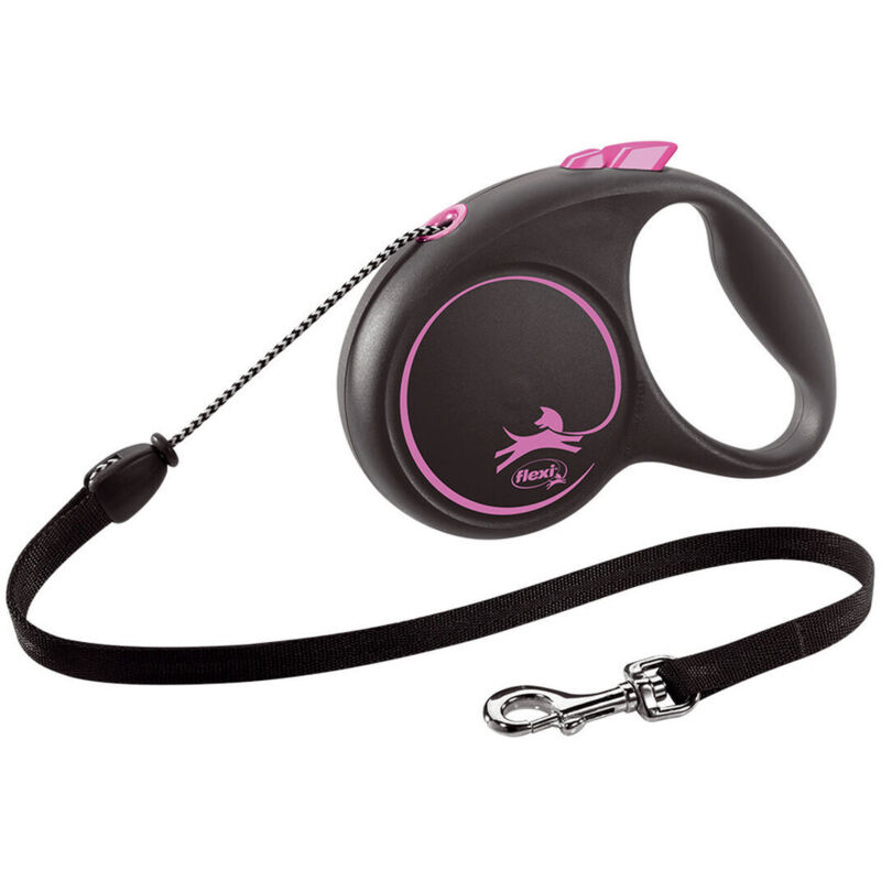 foto del prodotto flexi guinzaglio per cani black design 5 m rosa taglia s