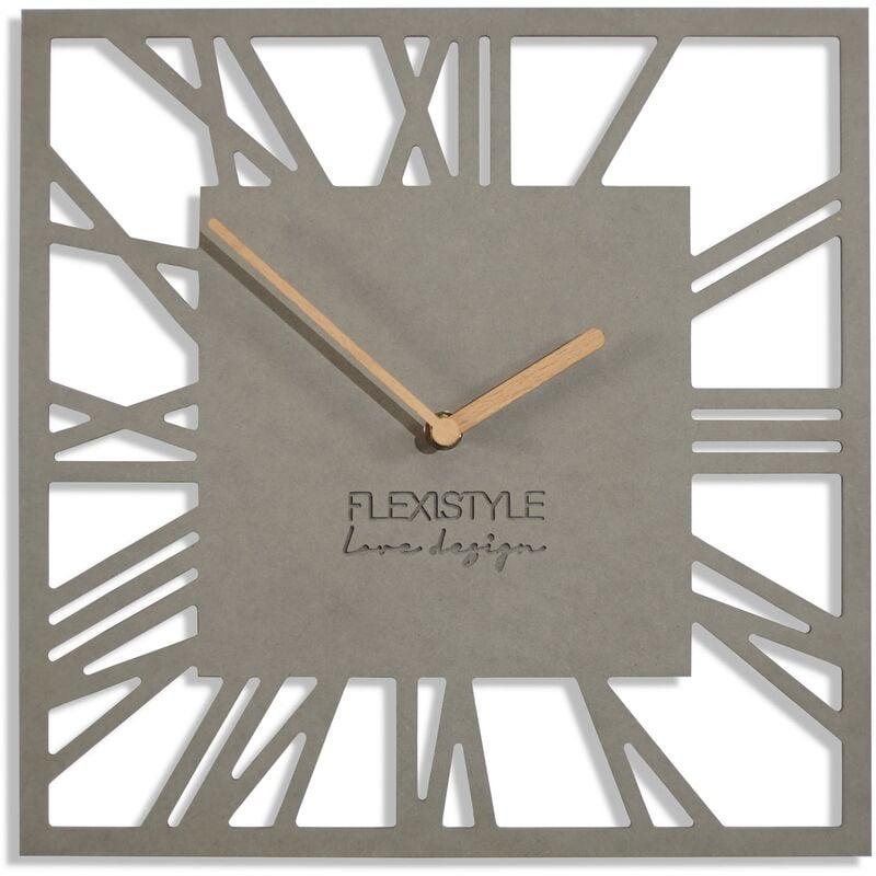foto del prodotto flexistyle orologio da parete senza ticchettio, moderno loft piccolo square, 30 cm, soggiorno, bagno grigio 