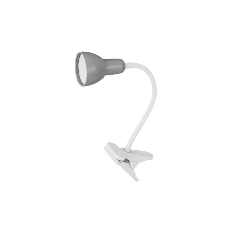 foto del prodotto flexo gates grigio bianco 6w 450lm 5000k fissaggio c morsetto flessibile regolabile 31x7x11,5 cm fabrilamp