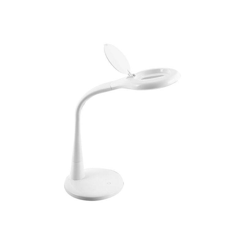foto del prodotto flexo plath white 8w 595lm 5000k c lupa reg.inten flexib flexib orientab tactil 43x18x38cm
