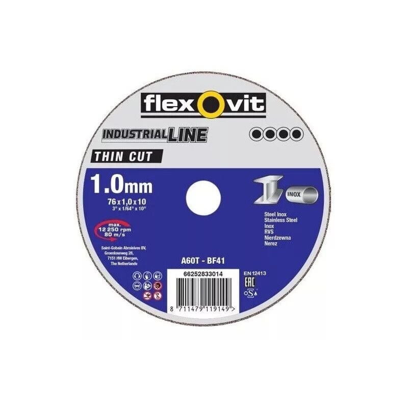 foto del prodotto flexovit 66252833014 dischi disco da taglio sottile per inox 76x1x10 mm