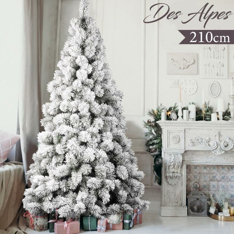 foto del prodotto flora albero di natale innevato des alpes 210cm 468 rami super folto effetto neve