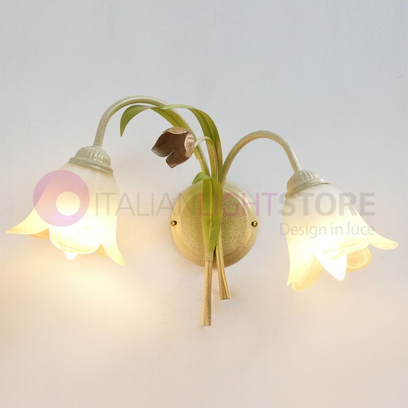 foto del prodotto flora applique a 2 luci in ferro decorato stile floreale
