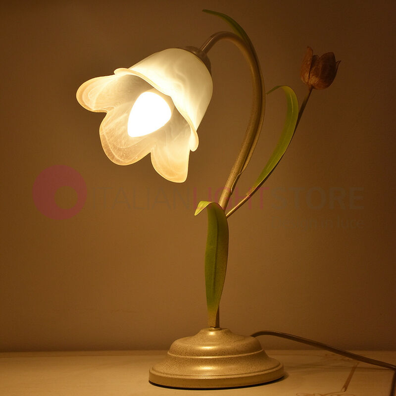 foto del prodotto flora lampada da tavolo a 1 luce in ferro decorato stile floreale