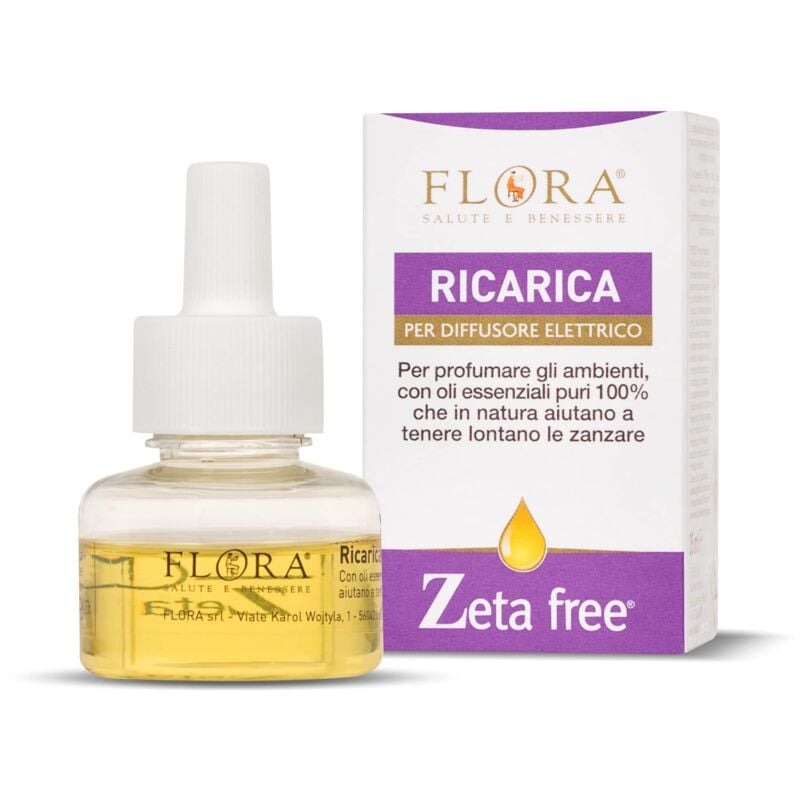foto del prodotto flora zeta free ricarica per diffusore, 25 ml per un estate serena, liberi dalle zanzare con miscela di oli essenziali 100 puri. fresco e