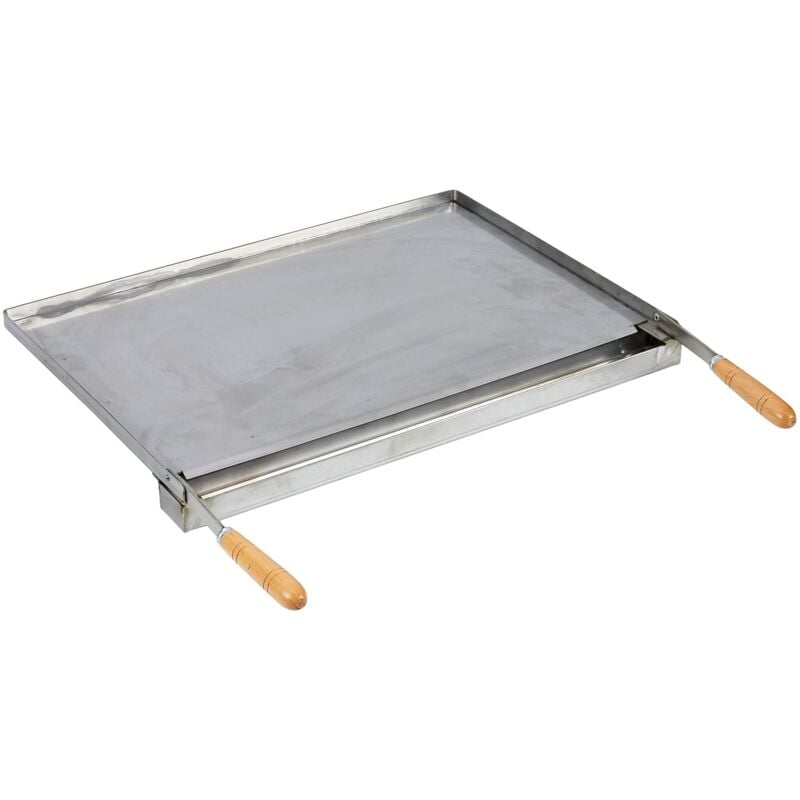 foto del prodotto flores cort s mod. 38921 bistecchiera in acciaio inox, con raccoglitore di grasso, dimensione 57 x 40 x 2 cm, colore acciaio