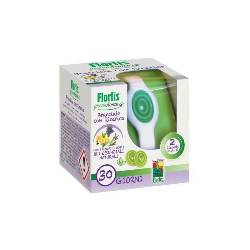 foto del prodotto flortis braccialetto antizanzare alla citronella con 2 ricariche