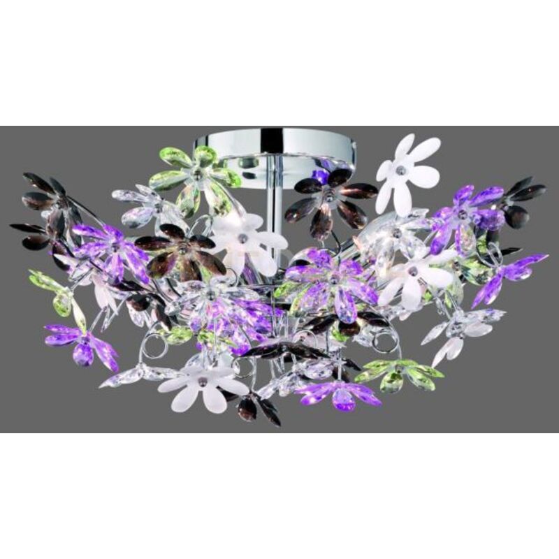 foto del prodotto flower plafoniera fiori acrilico trasparente e colorato 4 luci attacco e14 cm51