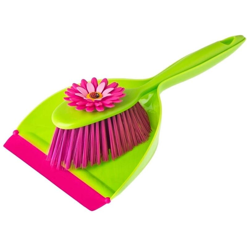 foto del prodotto flower power set paletta e spazzola, abs, polipropilene, rosa verde, 35 x 6 x 35 cm vigar