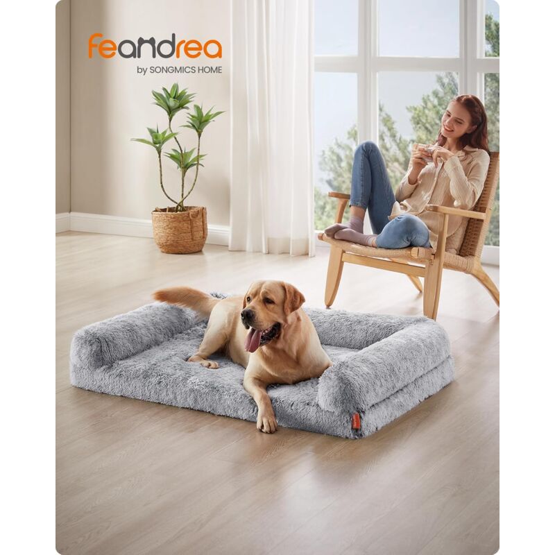 foto del prodotto fluffyhug cuccia per cani, taglia xxl, divano letto per cani di taglia grande, di gommapiuma ondulata, copertura lavabile sfoderabile, 122 x 85 x 24