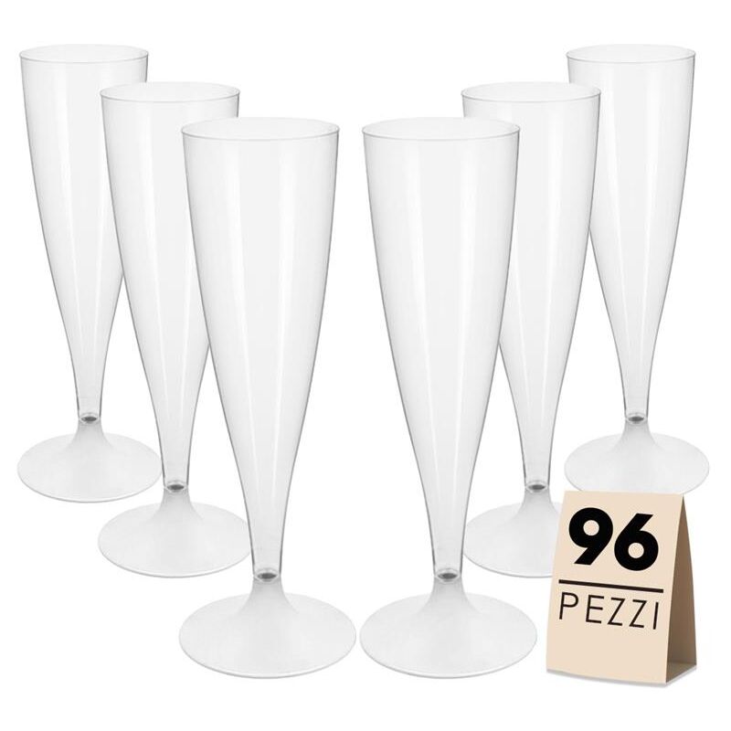 foto del prodotto flute set 96 pz in plastica trasparente in confezione da 6 pezzi l uno