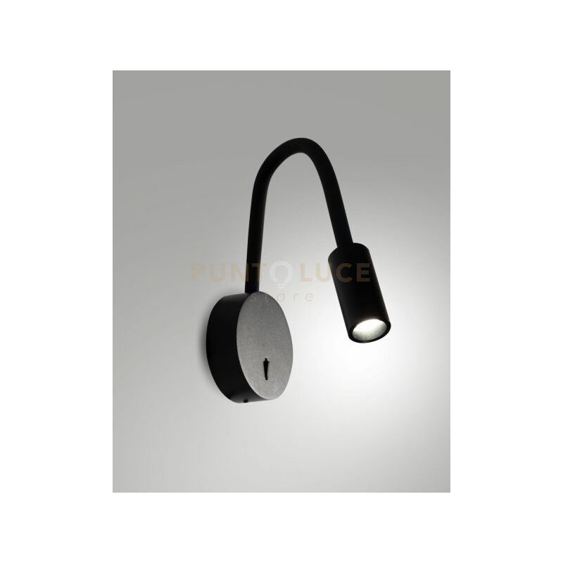 foto del prodotto flux applique nero orientabile e flessibile a led 3000k 374lm 3,1w