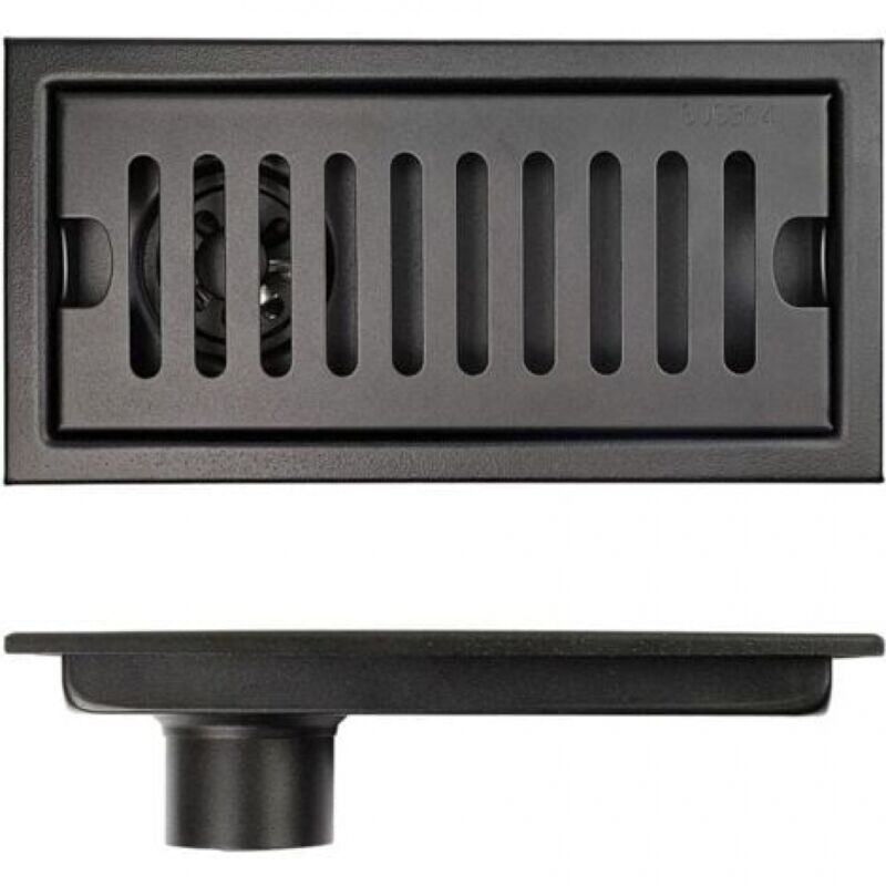 foto del prodotto flyme piletta di scarico rettangolare ymyny, piletta di scarico allungata in acciaio inox nero 20 10cm, piletta di scarico per doccia deodorante