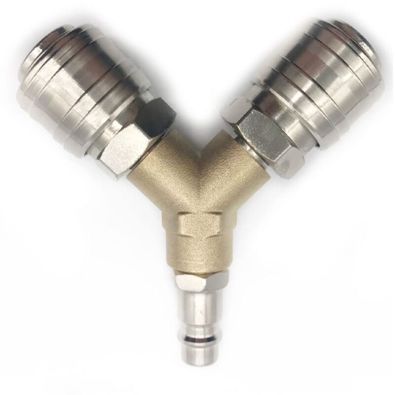 foto del prodotto flyme raccordo compressore ymyny, distributore aria compressa, raccordo aria compressa 1 4 connettore aria compressa a sgancio rapido a 3 vie con