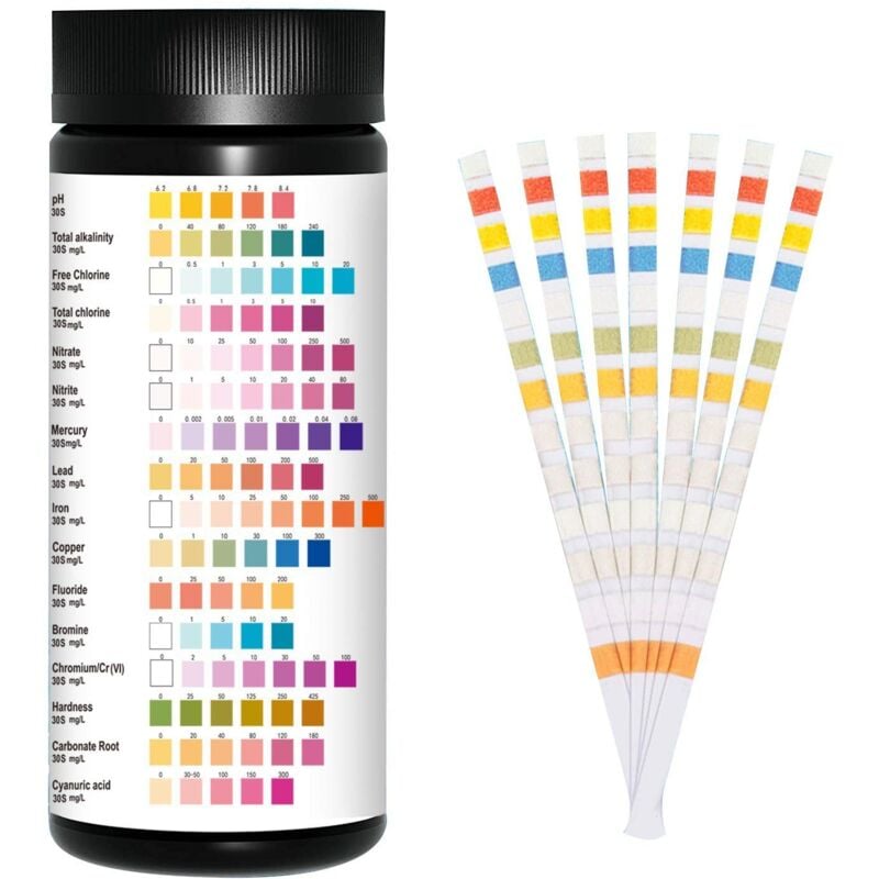 foto del prodotto flyme test dell acqua ymyny, 100 strisce reattive per acqua potabile, 16 strisce reattive per acqua e 1 striscia reattiva per acqua potabile