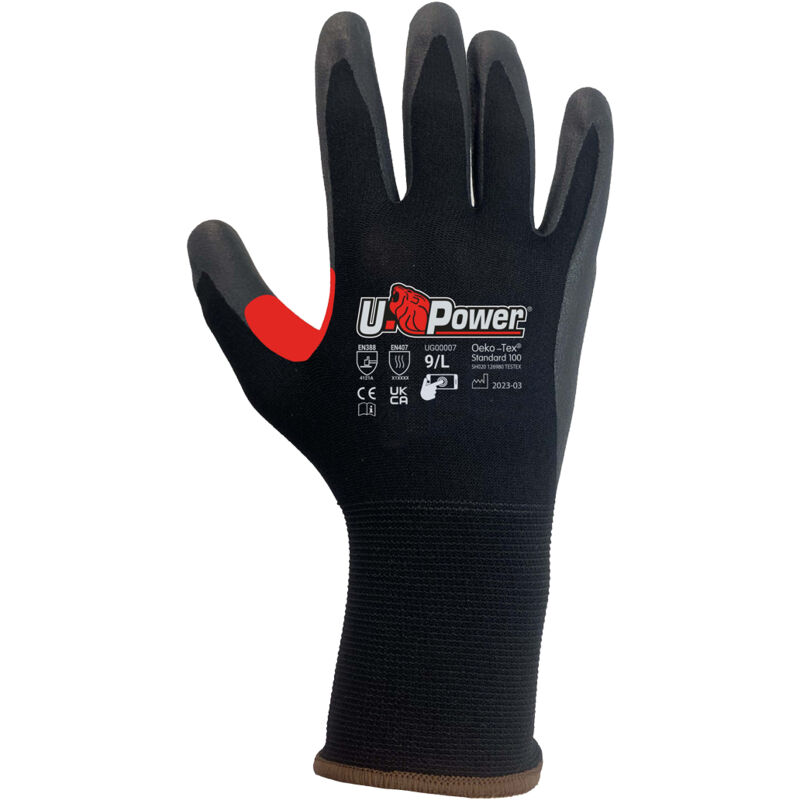 foto del prodotto flynt guanti lavoro antinfortunistica nylon touchscreen nero rosso 10 xl - u-power
