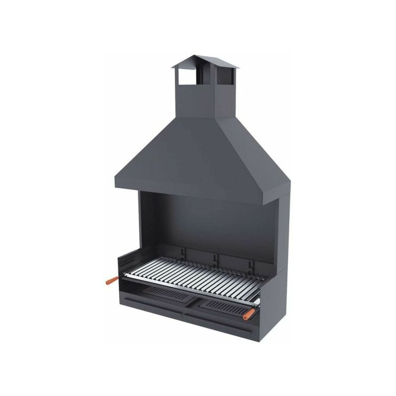 foto del prodotto fm calefaccion barbecue a carbonella e legna griglia in acciaio inox da 100 cm con paravento e cappa