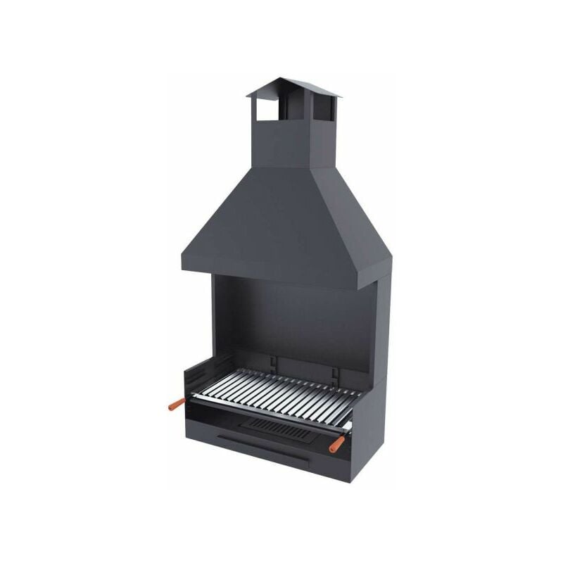 foto del prodotto fm calefaccion barbecue a carbonella e legna griglia in acciaio inox da 80 cm con paravento e cappa