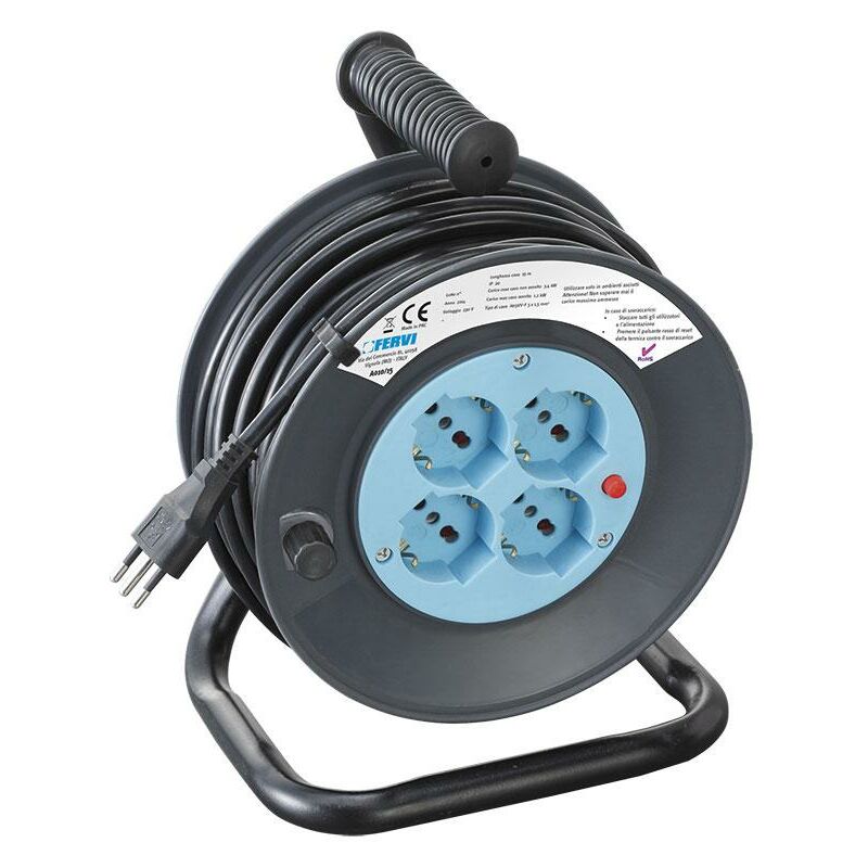 foto del prodotto fme avvolgicavo prolunga elettrica cavo 50 metri 3x1.5 presa shuko fervi a010 50