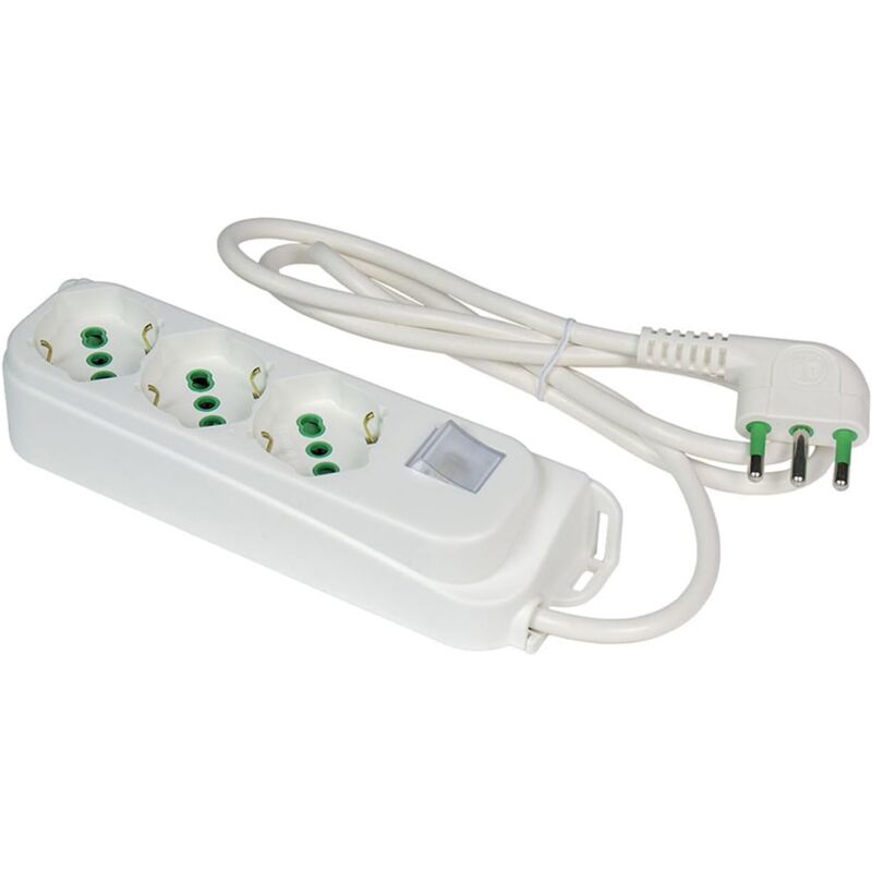 foto del prodotto fme multipresa 3 posti fanton omega 2p t 16a cavo da 1.5m bianco 47460
