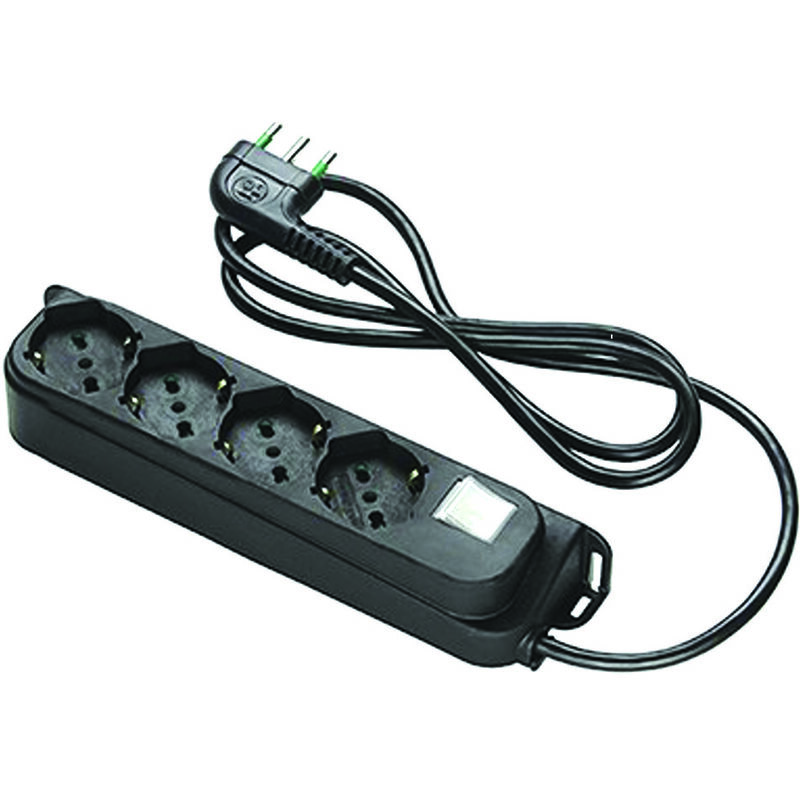 foto del prodotto fme multipresa 4 posti bipasso schuko con interrutt. linea retail nera nera 47421