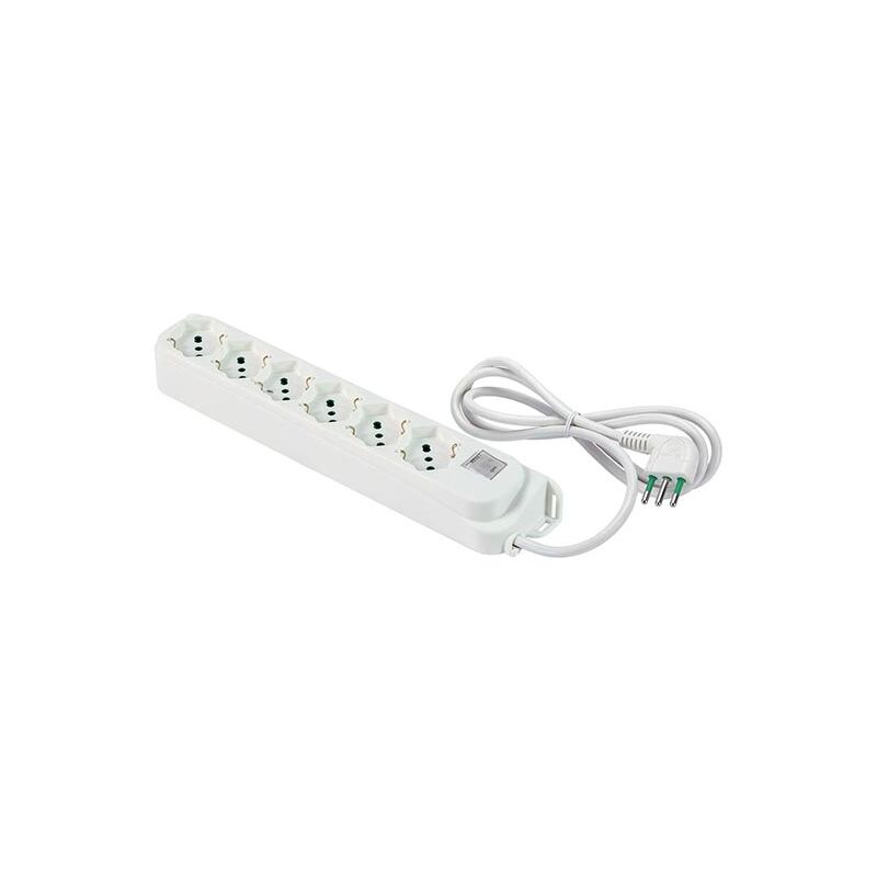 foto del prodotto fme multipresa 6 prese schuko bipasso 2p t 16a spina italiana 2p t 10a cavo 1.5m con interruttore luminoso linea retail fanton 474304