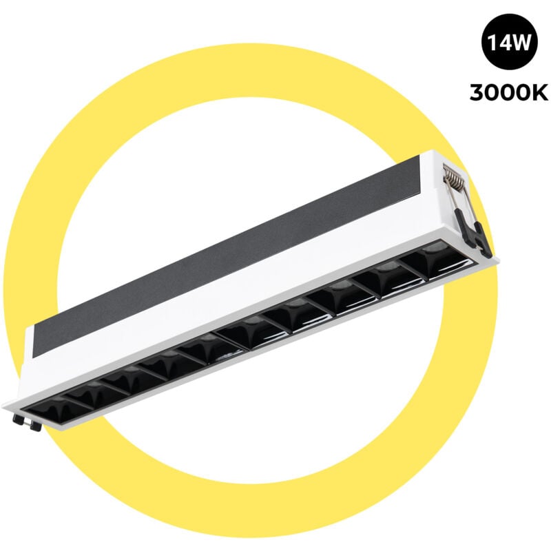 foto del prodotto foco lineare led incassato 14w ugr18 cri90 driver lifud bianco caldo
