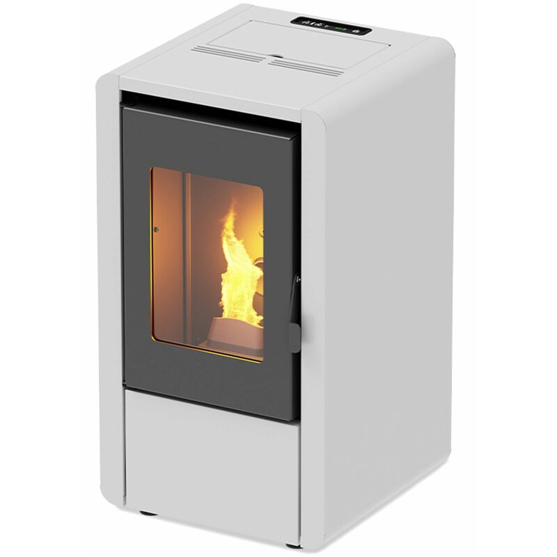 foto del prodotto foco stufa a pellet 6 kw ventilata petit per ambienti moderni h 77 cm bianco
