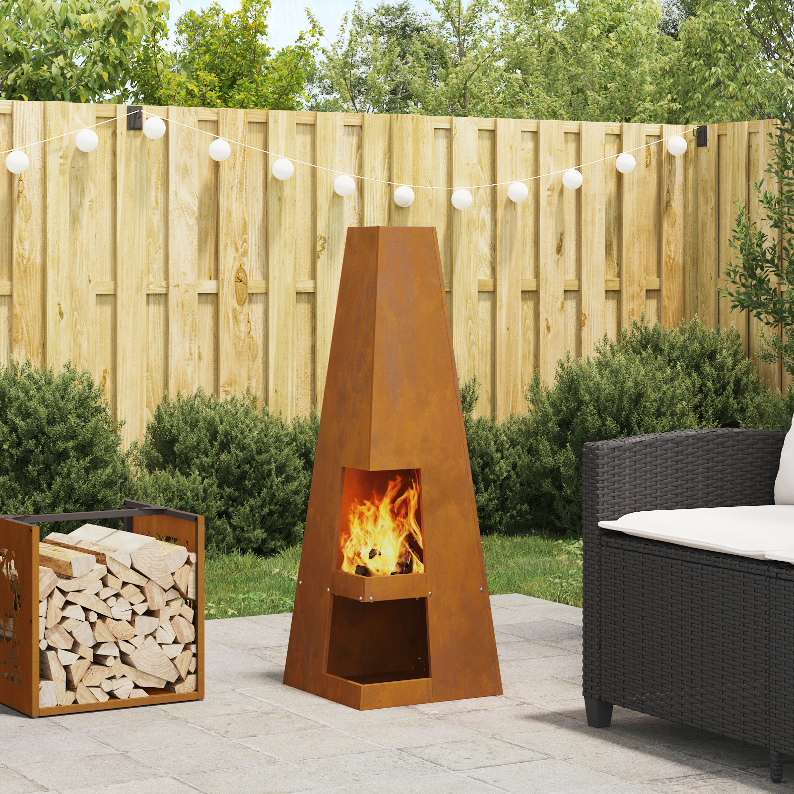 foto del prodotto focolare marrone 35 x 35 x 100 cm acciaio corten vidaxl