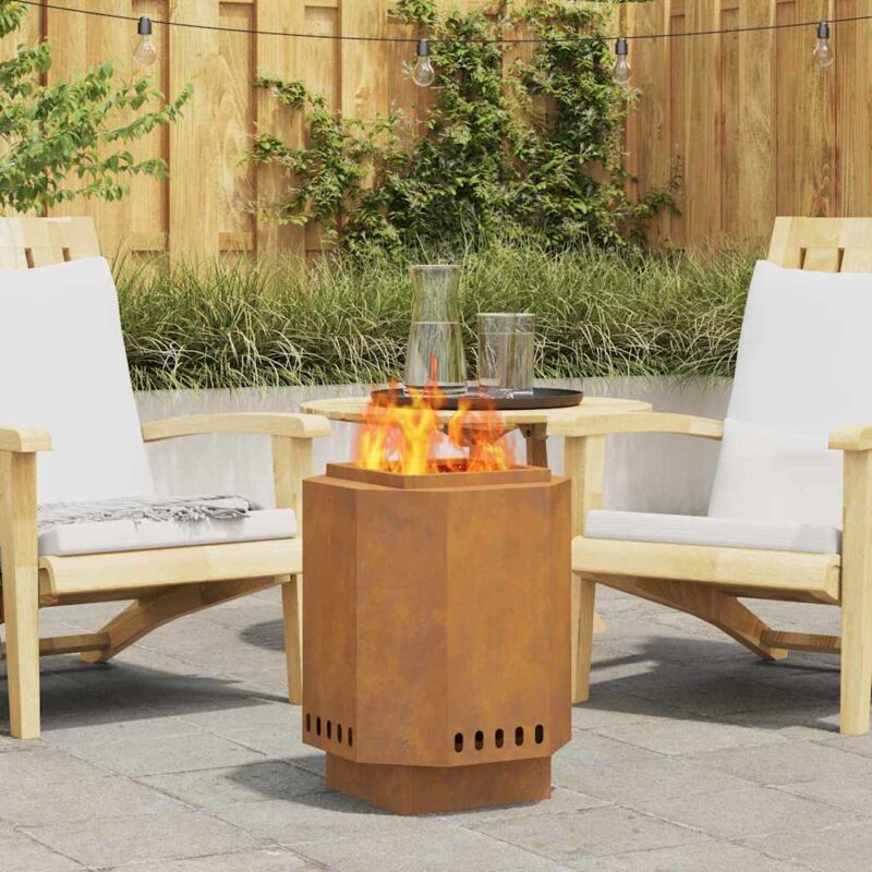 foto del prodotto focolare marrone 38 x 38 x 51 cm acciaio corten vidaxl