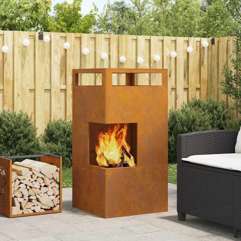 foto del prodotto focolare marrone 50 x 50 x 100 cm acciaio corten - vidaxl