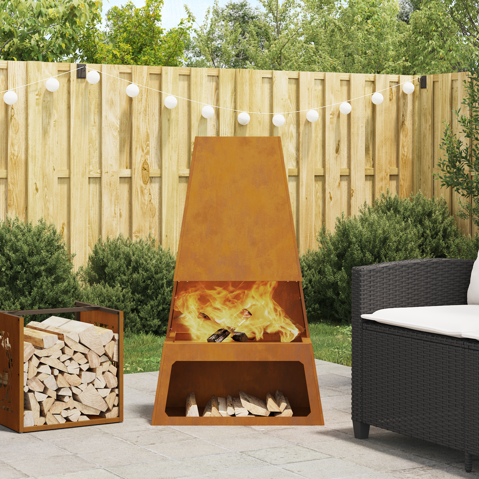 foto del prodotto focolare marrone 60 x 35 x 100 cm acciaio corten vidaxl