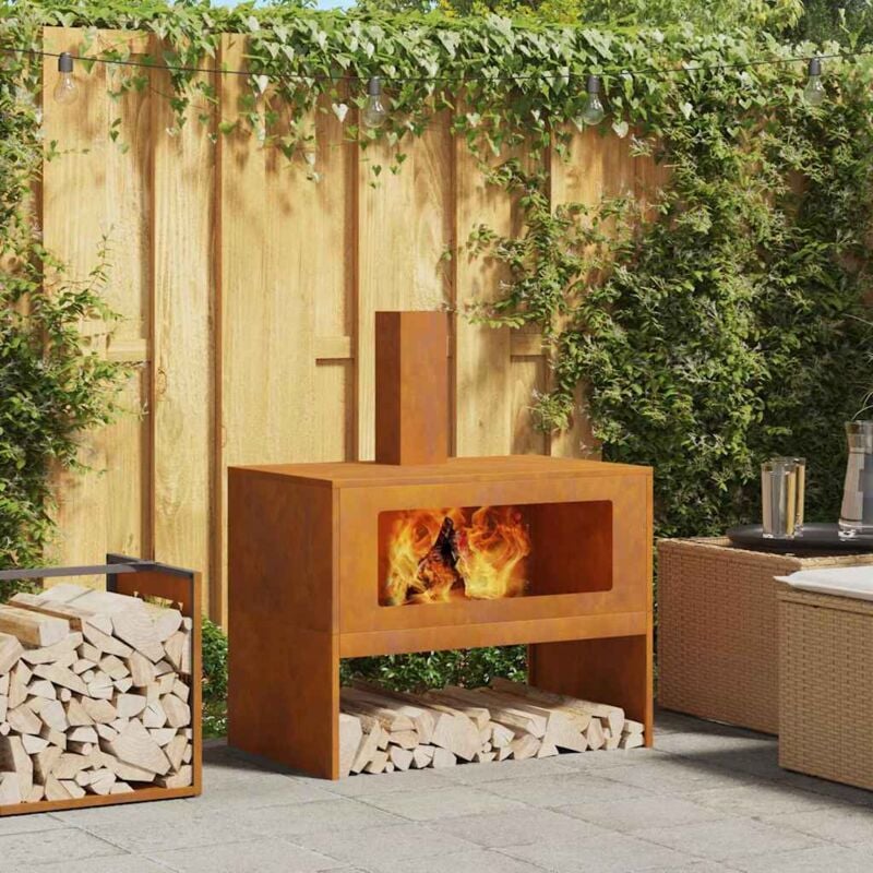 foto del prodotto focolare marrone 80 x 50 x 96 cm acciaio corten vidaxl