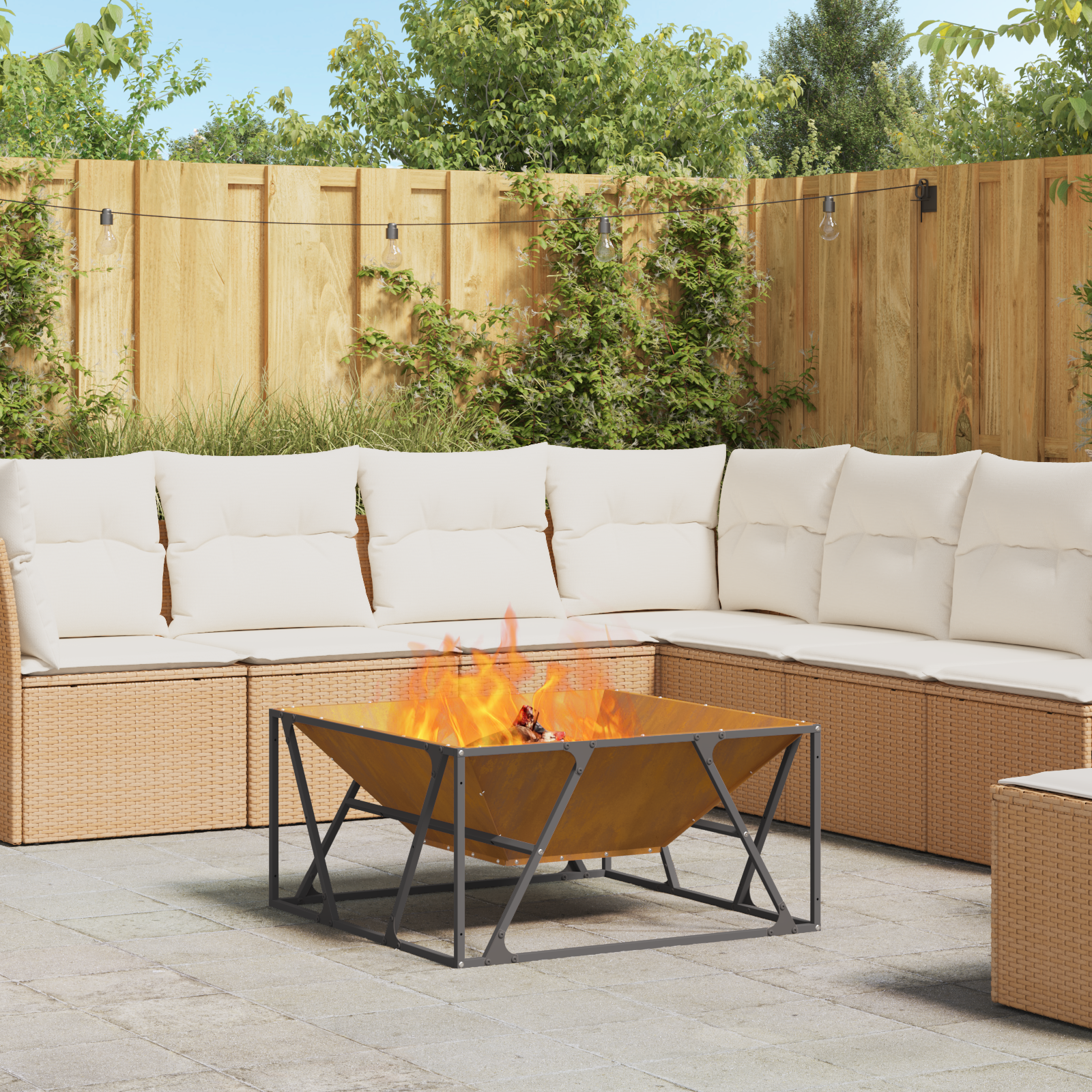 foto del prodotto focolare marrone 80 x 80 x 40 cm acciaio corten vidaxl