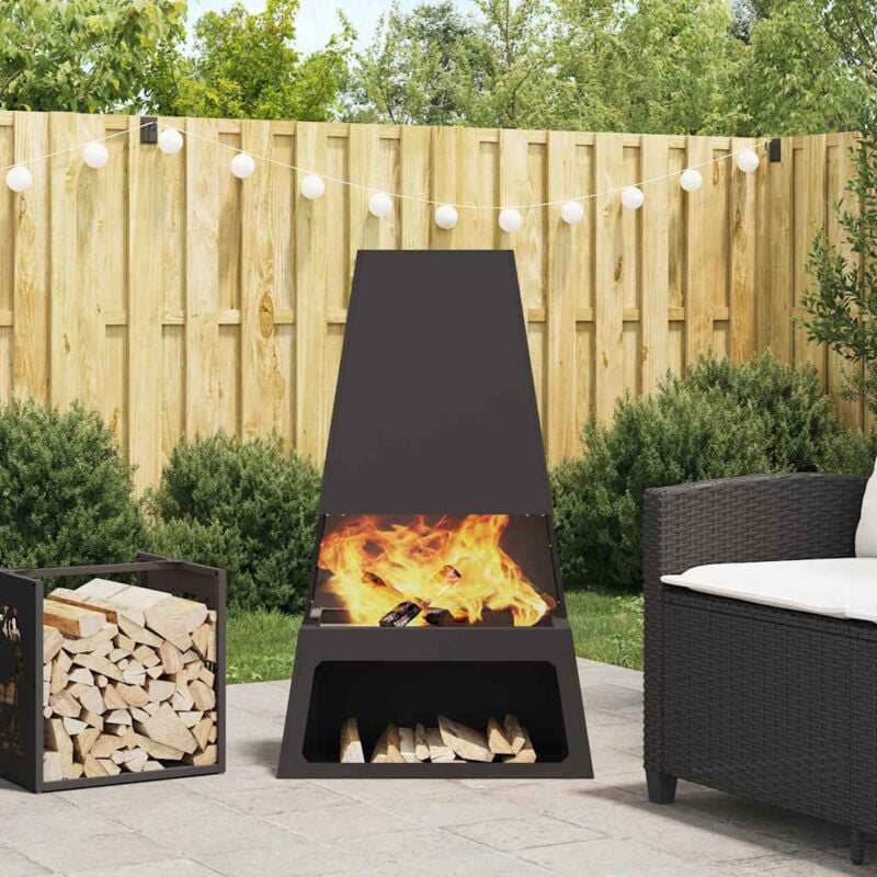 foto del prodotto focolare nero 60 x 35 x 100 cm acciaio laminato a freddo - vidaxl